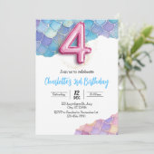 人魚の4歳の誕生日パーティーへの招待 招待状 (スタンド正面)