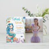 人魚の6歳の誕生日パーティーの招待状 スプラッシュ 招待状 (スタンド正面)