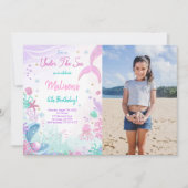 人魚の6歳誕生日写真招待状 招待状 (正面)