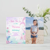 人魚の6歳誕生日写真招待状 招待状 (スタンド正面)