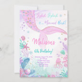 人魚の6歳誕生日子供招待状 招待状 (正面)