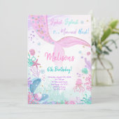 人魚の6歳誕生日子供招待状 招待状 (スタンド正面)