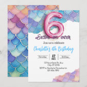 人魚の6歳誕生日招待状 招待状 (正面/裏面)