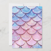 人魚の7歳誕生日 海の中 ピンクとパープル 招待状 (裏面)