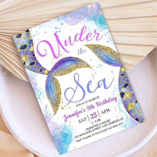 人魚の9歳誕生日ガール アンダーザシー 招待状