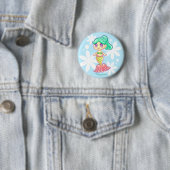 人魚のPinback甘いボタン(ティール（緑がかった色）) 缶バッジ (インサイチュ)