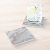 人魚のRosegoldのグリッターの大理石 ガラスコースター (アングル)