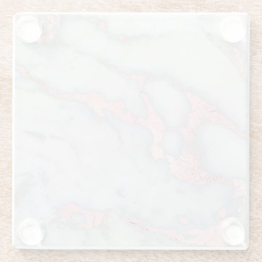 人魚のRosegoldのグリッターの大理石 ガラスコースター (裏面)