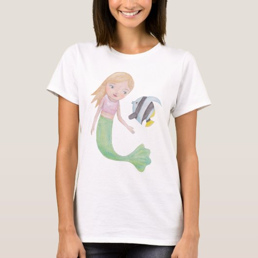 人魚のTシャツの人魚の女の子の魚の芸術の海の恋人 Tシャツ (正面)