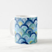 人魚はかりで測と海ガラス波マグカップ コーヒーマグカップ (正面左)