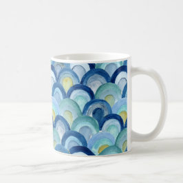 人魚はかりで測と海ガラス波マグカップ コーヒーマグカップ
