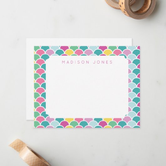 人魚はかりで測数々の色のパーソナライズされた子 ノートカード (正面/裏面インサイチュ)