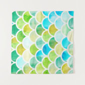 人魚はかりで測。水色魚はかりで測。明るい和 タペストリー (正面(横))