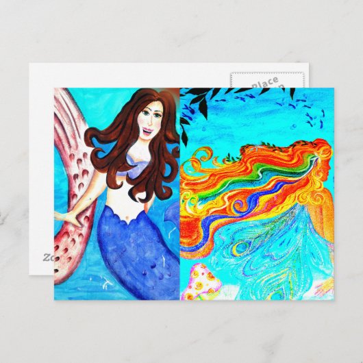 人魚はがき2枚 ポストカード (正面/裏面)
