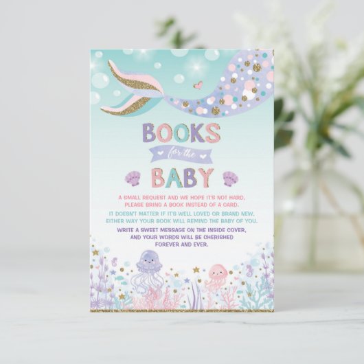 人魚はブックカードの海のビーチの女の赤ちゃんを連れて来ます エンクロージャーカード (スタンド正面)