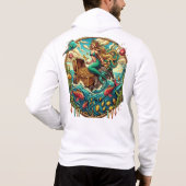 人魚は岩の上に置かれて宝を開いた パーカ (裏面)