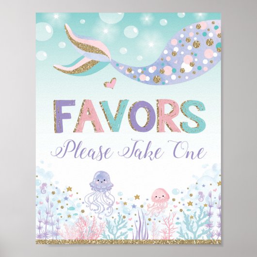 人魚は海の下に署名を好むパーティー装飾 ポスター (正面)