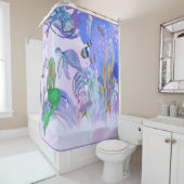 人魚は海洋生物を見ています シャワーカーテン (インサイチュ)