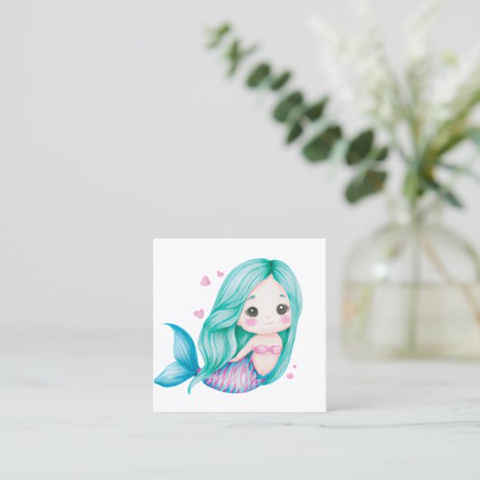 人魚は、キャップを持つ伝説の海の生き物である スクエア名刺 (スタンド正面)