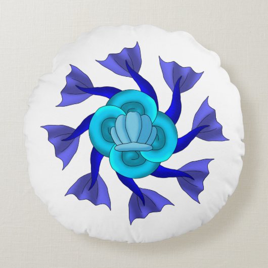 人魚またはタツノオトシゴの尾Iznik 1 ラウンドクッション (正面)