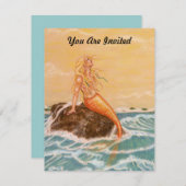 人魚をテーマにしたパーティの招待状カスタマイズ~〜~ 招待状 (正面/裏面)