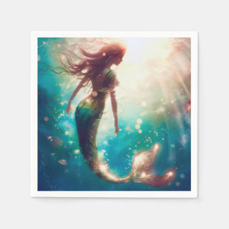 人魚をテーマにしたパーティーのカスタムナプキン スタンダードカクテルナプキン