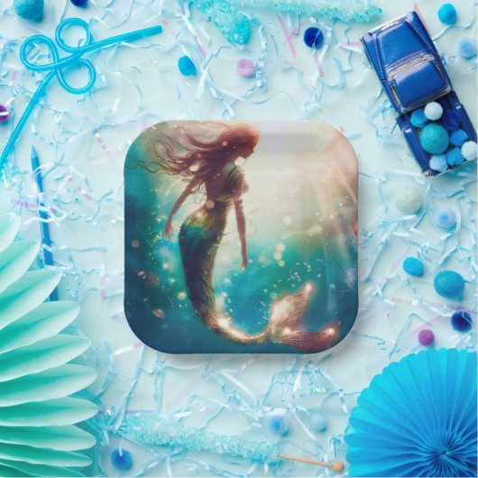 人魚をテーマにしたパーティーのカスタムペーパープレート ペーパープレート (パーティー)