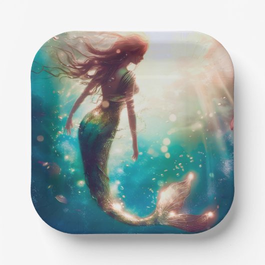人魚をテーマにしたパーティーのカスタムペーパープレート ペーパープレート (正面)