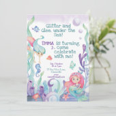 人魚をテーマにした子供の誕生日パーティー招待状 招待状 (スタンド正面)