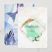 人魚をテーマにした結婚前お披露目パーティーの招待状 招待状 (正面/裏面)