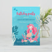 人魚をテーマにした誕生日パーティーの招待状。 招待状 (スタンド正面)