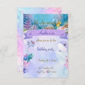 人魚をテーマにした誕生日パーティー招カスタム待 招待状 (正面/裏面)