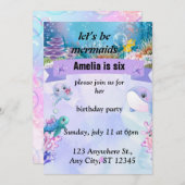 人魚をテーマにした誕生日パーティー招カスタム待 招待状 (正面/裏面)