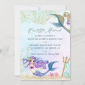 人魚をテーマにした誕生日パーティー 招待状 (正面)