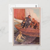 人魚を捕まえた!ヴィンテージ ポストカード (正面/裏面)