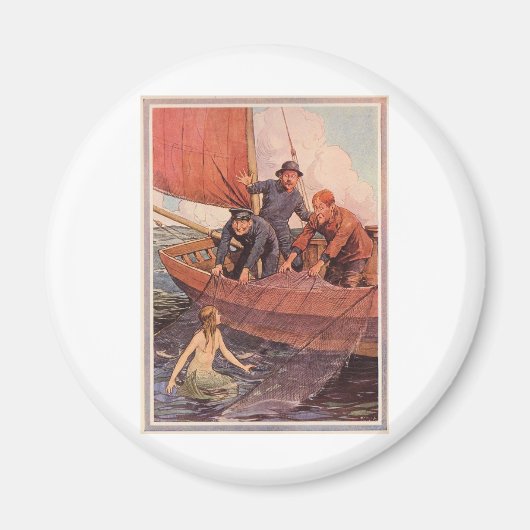 人魚を捕まえた！ヴィンテージ マグネット (正面)