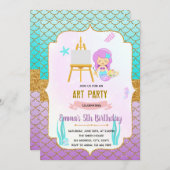 人魚アートペイントテーマの招待状 招待状 (正面/裏面)