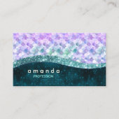 人魚エレガント虹色フェイクグリッターモノグラム 名刺 (正面)