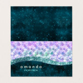 人魚エレガント虹色フェイクグリッターモノグラム 名刺 (外部フラット)