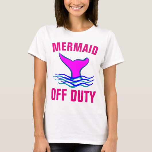 人魚オフデューティおもしろいレディースTシャツ Tシャツ (正面)