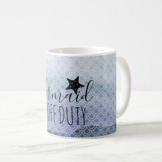 人魚オフデューティブルーウォーターカラーコーヒーマグ コーヒーマグカップ (正面右)