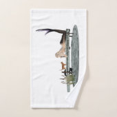 人魚オンボート波止場ハンドタオル ハンドタオル (ハンドタオル)