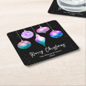 人魚オーナメントメリークリスマス スクエアペーパーコースター (アングル)