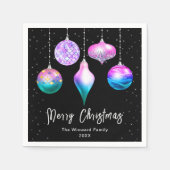 人魚オーナメントメリークリスマス スタンダードカクテルナプキン (正面)