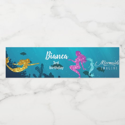 人魚カスタム水瓶ラベル ペットボトルラベル (シングルラベル)