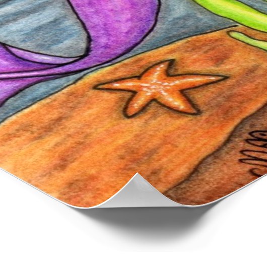 人魚カラフルポスター ポスター (角)