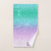 人魚グラデーショングリッター名前をカスタムするバスタオルセット バスタオルセット (ハンドタオル)