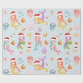 人魚サンタ模様クリスマス ラッピングペーパー (フラット)