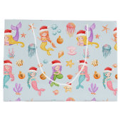 人魚サンタ・クリスマスパターン ラージペーパーバッグ (裏面)
