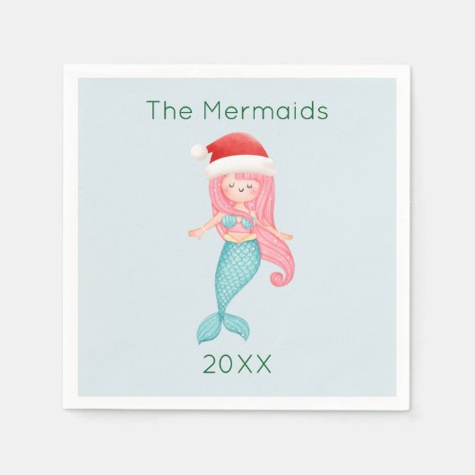人魚サンタ・クリスマス スタンダードカクテルナプキン (正面)